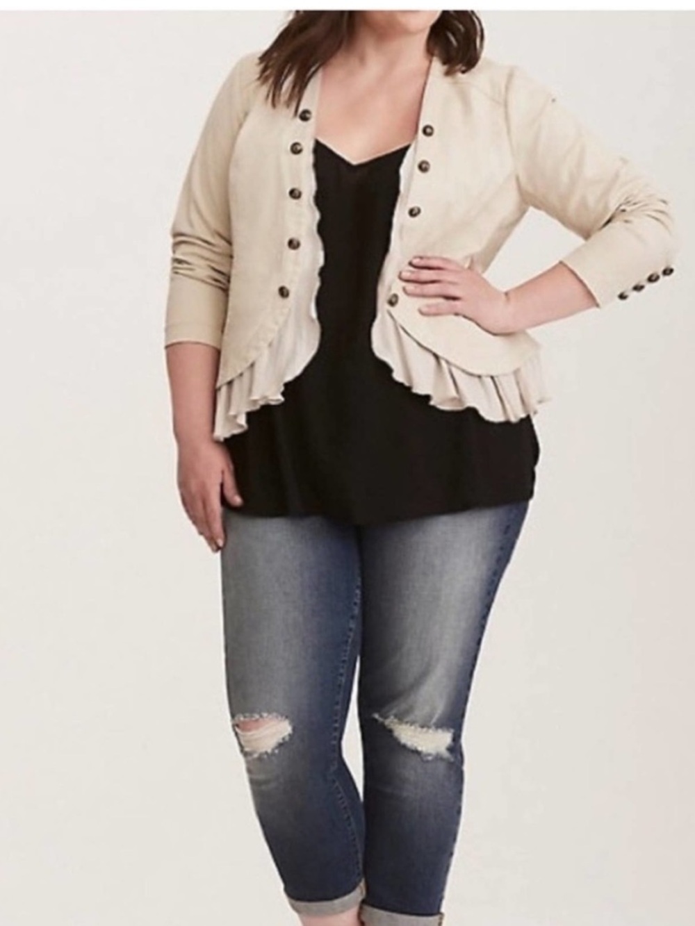 Torrid Jacket Peplum Military Open Front Size 3